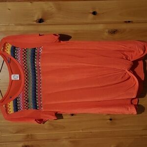 Sun & Moon orange color pattern tee shirt